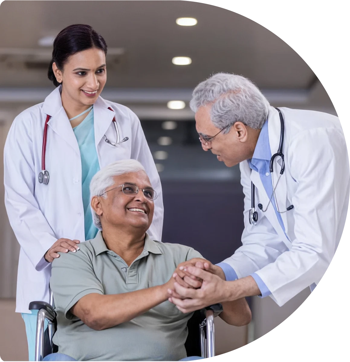 Caregiver attending elderly patient at home